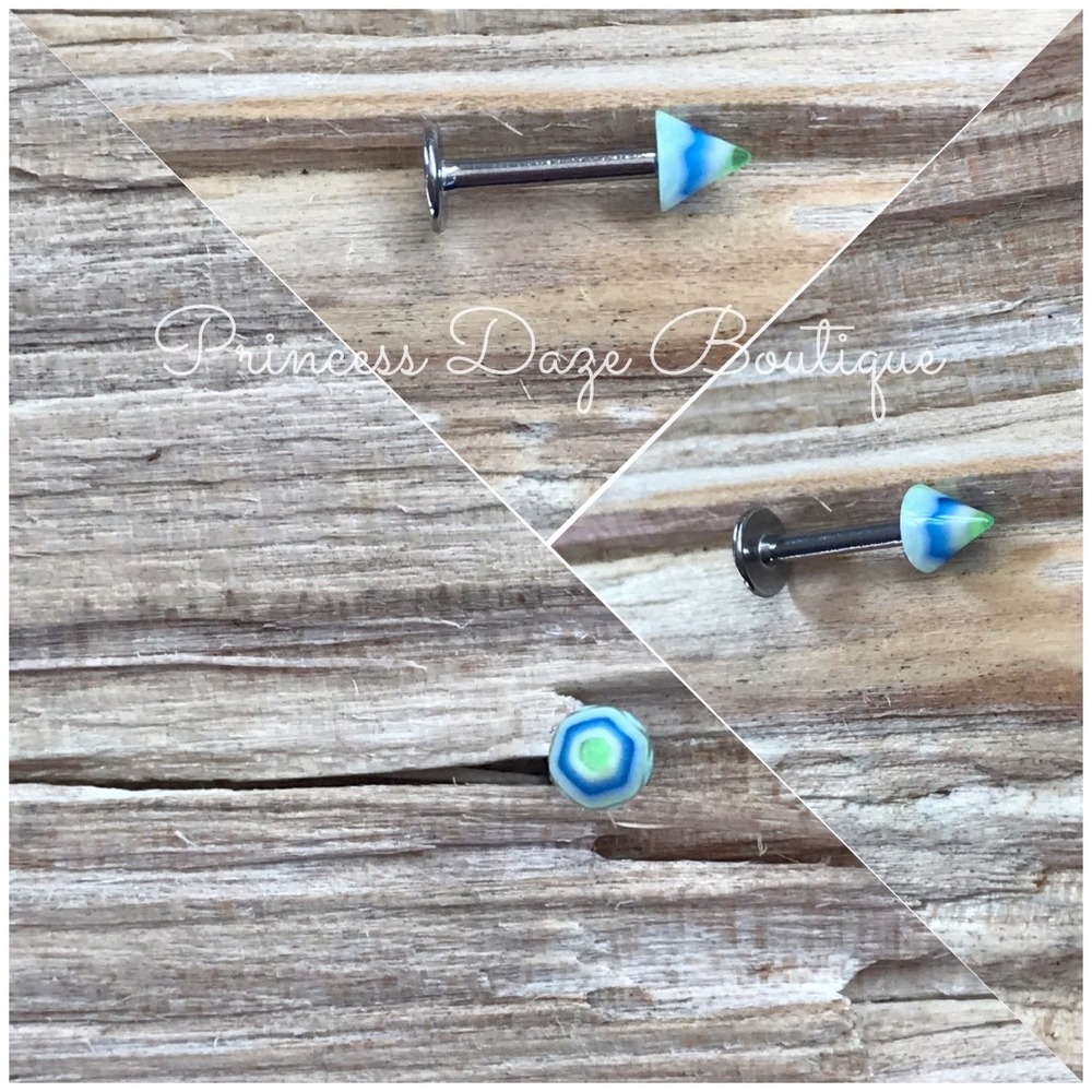 Blue Green Cone Stud Earring Piercing Jewelry Tragus